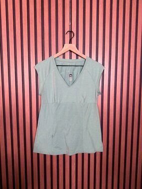 REI Top Small Womens Blue Teal V Neck Stretch Top Popover